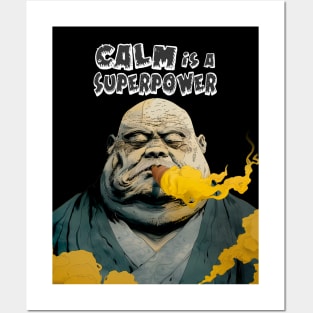 Puff Sumo: Calm is a  Superpower  on a dark (Knocked Out) background Posters and Art